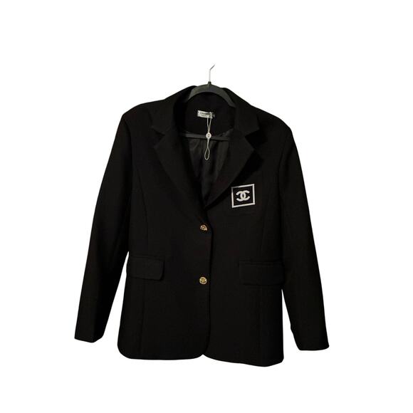 Chanel Logo Patch Blazer CC Crest Buttons Runway Jacket - Picture 3 of 16